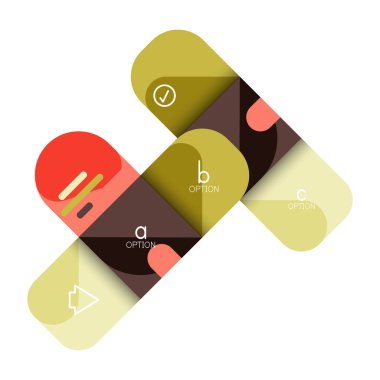 Infographics seçeneği ve adım adım içinde yuvarlak kareler, grafik, grafik, diyagram seçenekleri, parçalar, süreçleri ile unsuru