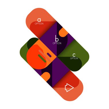 Infographics seçeneği ve adım adım içinde yuvarlak kareler, grafik, grafik, diyagram seçenekleri, parçalar, süreçleri ile unsuru