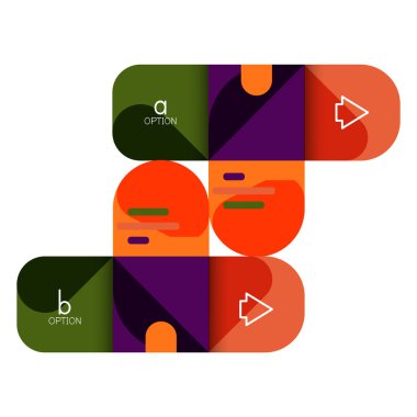 Infographics seçeneği ve adım adım içinde yuvarlak kareler, grafik, grafik, diyagram seçenekleri, parçalar, süreçleri ile unsuru