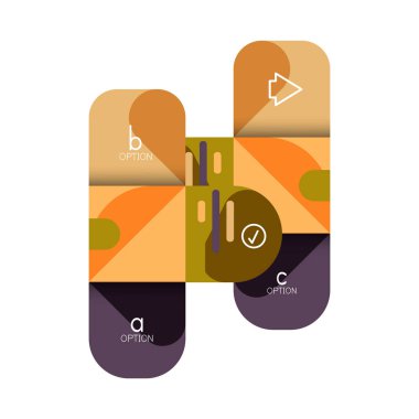 Infographics seçeneği ve adım adım içinde yuvarlak kareler, grafik, grafik, diyagram seçenekleri, parçalar, süreçleri ile unsuru