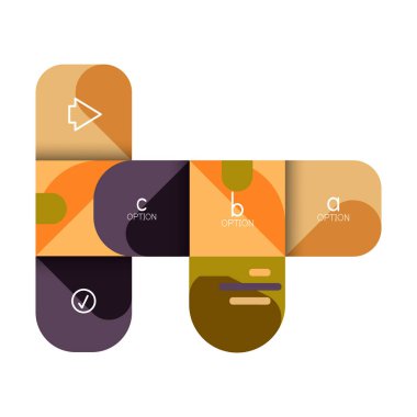 Infographics seçeneği ve adım adım içinde yuvarlak kareler, grafik, grafik, diyagram seçenekleri, parçalar, süreçleri ile unsuru