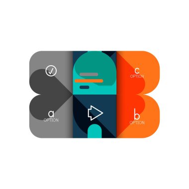 Infographics seçeneği ve adım adım içinde yuvarlak kareler, grafik, grafik, diyagram seçenekleri, parçalar, süreçleri ile unsuru