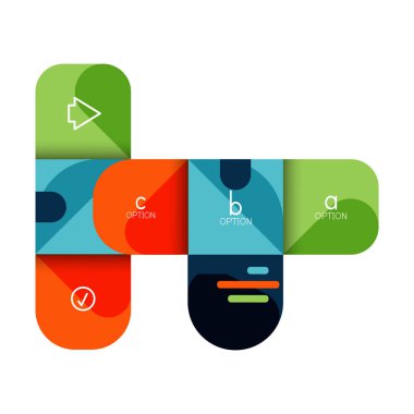 Infographics seçeneği ve adım adım içinde yuvarlak kareler, grafik, grafik, diyagram seçenekleri, parçalar, süreçleri ile unsuru