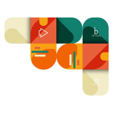 Infographics seçeneği ve adım adım içinde yuvarlak kareler, grafik, grafik, diyagram seçenekleri, parçalar, süreçleri ile unsuru