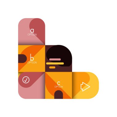 Infographics seçeneği ve adım adım içinde yuvarlak kareler, grafik, grafik, diyagram seçenekleri, parçalar, süreçleri ile unsuru