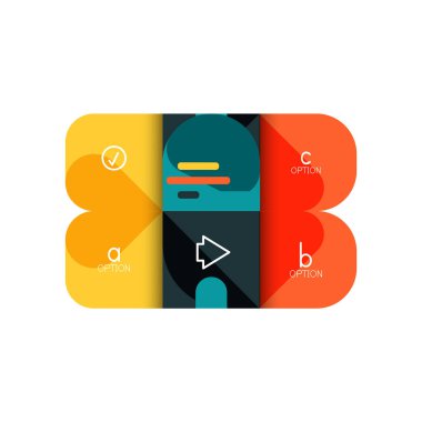 Infographics seçeneği ve adım adım içinde yuvarlak kareler, grafik, grafik, diyagram seçenekleri, parçalar, süreçleri ile unsuru