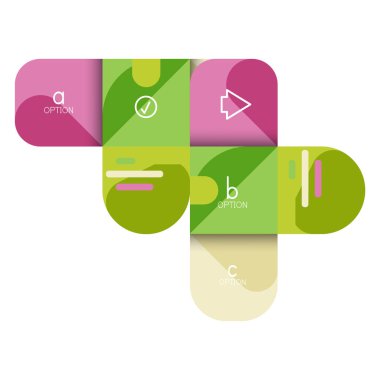 Infographics seçeneği ve adım adım içinde yuvarlak kareler, grafik, grafik, diyagram seçenekleri, parçalar, süreçleri ile unsuru