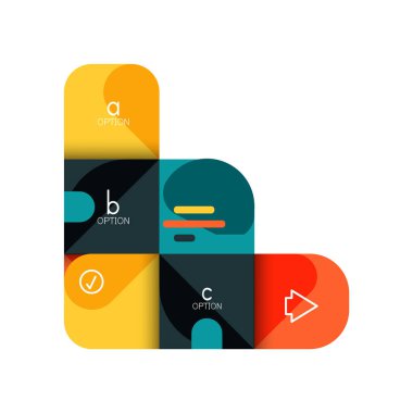 Infographics seçeneği ve adım adım içinde yuvarlak kareler, grafik, grafik, diyagram seçenekleri, parçalar, süreçleri ile unsuru