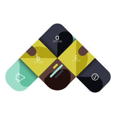 Infographics seçeneği ve adım adım içinde yuvarlak kareler, grafik, grafik, diyagram seçenekleri, parçalar, süreçleri ile unsuru