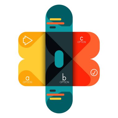 Infographics seçeneği ve adım adım içinde yuvarlak kareler, grafik, grafik, diyagram seçenekleri, parçalar, süreçleri ile unsuru