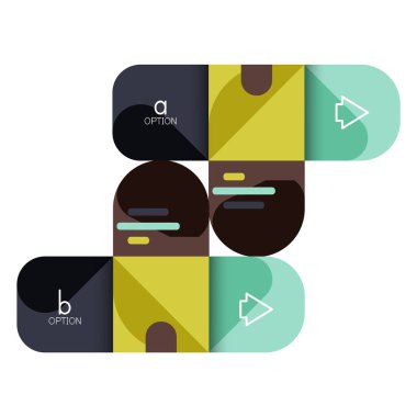 Infographics seçeneği ve adım adım içinde yuvarlak kareler, grafik, grafik, diyagram seçenekleri, parçalar, süreçleri ile unsuru