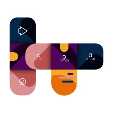 Infographics seçeneği ve adım adım içinde yuvarlak kareler, grafik, grafik, diyagram seçenekleri, parçalar, süreçleri ile unsuru