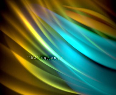 Neon parlayan dalga, sihirli enerji ve ışık arka plan. Vektör duvar kağıdı şablonu