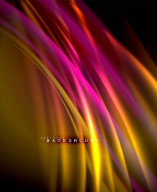 Neon parlayan dalga, sihirli enerji ve ışık arka plan. Vektör duvar kağıdı şablonu