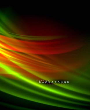 Neon parlayan dalga, sihirli enerji ve ışık arka plan. Vektör duvar kağıdı şablonu