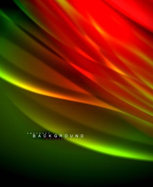 Neon parlayan dalga, sihirli enerji ve ışık arka plan. Vektör duvar kağıdı şablonu