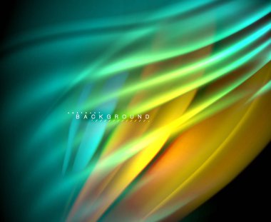 Neon parlayan dalga, sihirli enerji ve ışık arka plan. Vektör duvar kağıdı şablonu