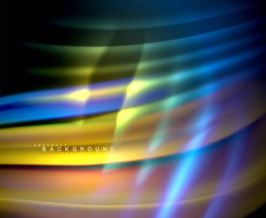 Neon parlayan dalga, sihirli enerji ve ışık arka plan. Vektör duvar kağıdı şablonu