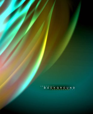 Neon parlayan dalga, sihirli enerji ve ışık arka plan. Vektör duvar kağıdı şablonu