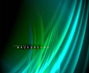 Neon parlayan dalga, sihirli enerji ve ışık arka plan. Vektör duvar kağıdı şablonu