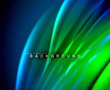 Neon parlayan dalga, sihirli enerji ve ışık arka plan. Vektör duvar kağıdı şablonu