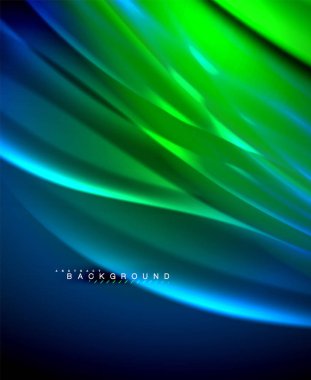 Neon parlayan dalga, sihirli enerji ve ışık arka plan. Vektör duvar kağıdı şablonu