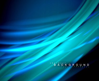 Neon parlayan dalga, sihirli enerji ve ışık arka plan. Vektör duvar kağıdı şablonu