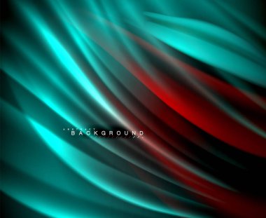 Neon parlayan dalga, sihirli enerji ve ışık arka plan. Vektör duvar kağıdı şablonu