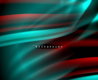 Neon parlayan dalga, sihirli enerji ve ışık arka plan. Vektör duvar kağıdı şablonu