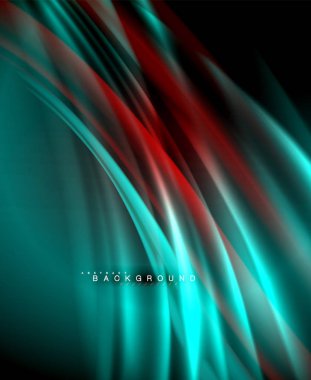 Neon parlayan dalga, sihirli enerji ve ışık arka plan. Vektör duvar kağıdı şablonu