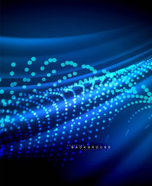 Neon parlayan techno hatları, yüksek teknoloji fütüristik arka plan şablonu kare şekilleri ile