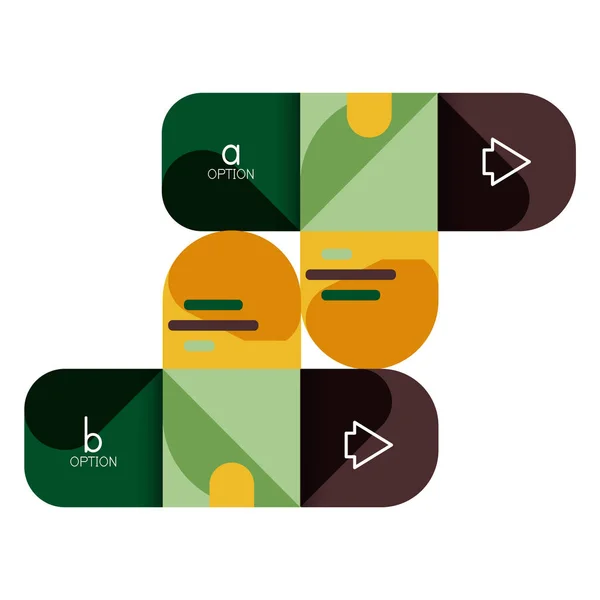 Infographics alternativet och steg i rundade torg, del av diagram, diagram, diagram med alternativ, delar, processer — Stock vektor