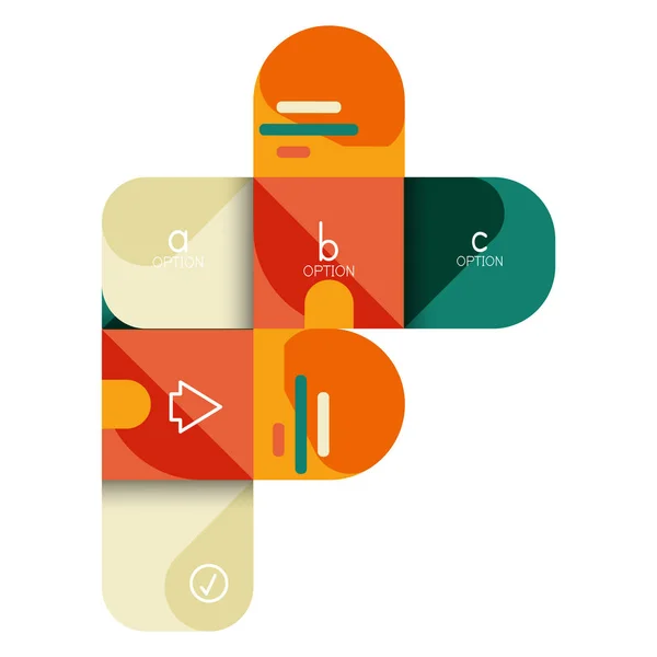 Infografik Option und Schritt für Schritt in abgerundeten Quadraten, Element von Diagramm, Diagramm, Diagramm mit Optionen, Teilen, Prozessen — Stockvektor