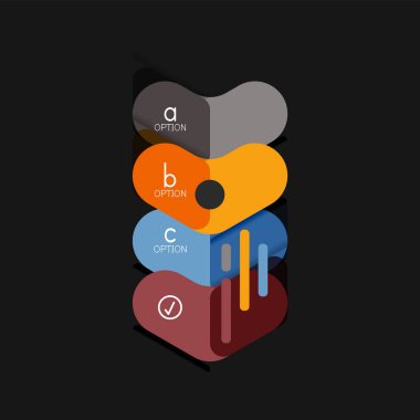 Düz tasarım geometrik infographics, ok şekli vektör etiket veya etiket, Fiyat etiketleri, promosyon rozet, simgesi tasarım, kağıt tarzı düzeni verileri grafik görselleştirme adım adım süreci için için teklif