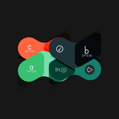 Düz tasarım geometrik infographics, ok şekli vektör etiket veya etiket, Fiyat etiketleri, promosyon rozet, simgesi tasarım, kağıt tarzı düzeni verileri grafik görselleştirme adım adım süreci için için teklif