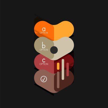 Düz tasarım geometrik infographics, ok şekli vektör etiket veya etiket, Fiyat etiketleri, promosyon rozet, simgesi tasarım, kağıt tarzı düzeni verileri grafik görselleştirme adım adım süreci için için teklif