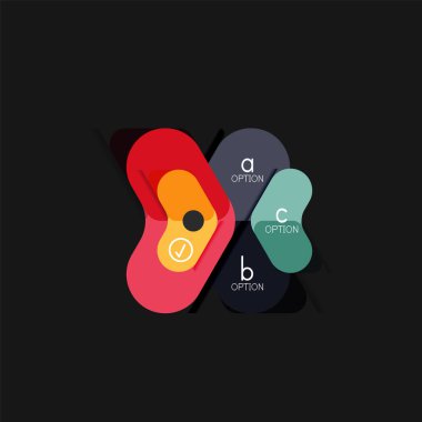 Düz tasarım geometrik infographics, ok şekli vektör etiket veya etiket, Fiyat etiketleri, promosyon rozet, simgesi tasarım, kağıt tarzı düzeni verileri grafik görselleştirme adım adım süreci için için teklif