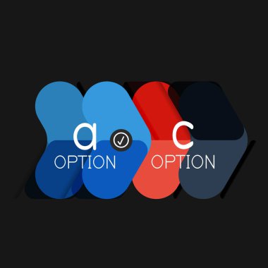 Düz tasarım geometrik infographics, ok şekli vektör etiket veya etiket, Fiyat etiketleri, promosyon rozet, simgesi tasarım, kağıt tarzı düzeni verileri grafik görselleştirme adım adım süreci için için teklif