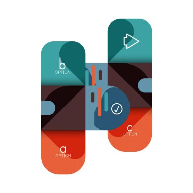 Infographics seçeneği ve adım adım içinde yuvarlak kareler, grafik, grafik, diyagram seçenekleri, parçalar, süreçleri ile unsuru