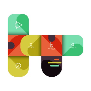 Infographics seçeneği ve adım adım içinde yuvarlak kareler, grafik, grafik, diyagram seçenekleri, parçalar, süreçleri ile unsuru