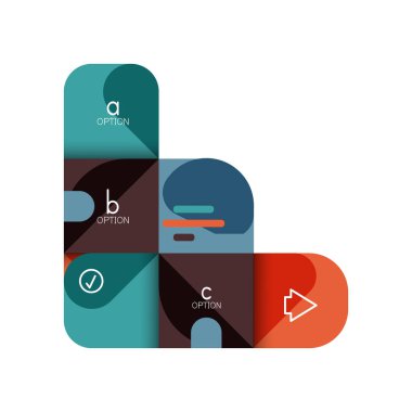 Infographics seçeneği ve adım adım içinde yuvarlak kareler, grafik, grafik, diyagram seçenekleri, parçalar, süreçleri ile unsuru