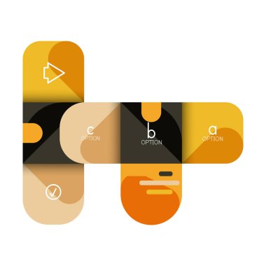 Infographics seçeneği ve adım adım içinde yuvarlak kareler, grafik, grafik, diyagram seçenekleri, parçalar, süreçleri ile unsuru