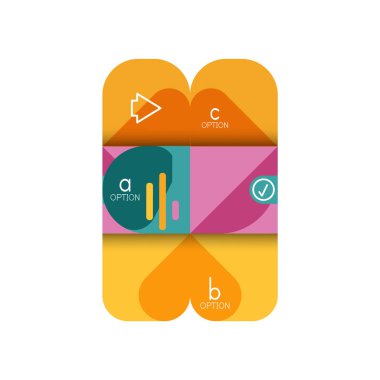 Infographics seçeneği ve adım adım içinde yuvarlak kareler, grafik, grafik, diyagram seçenekleri, parçalar, süreçleri ile unsuru