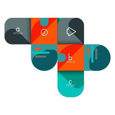 Infographics seçeneği ve adım adım içinde yuvarlak kareler, grafik, grafik, diyagram seçenekleri, parçalar, süreçleri ile unsuru