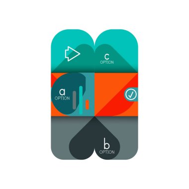 Infographics seçeneği ve adım adım içinde yuvarlak kareler, grafik, grafik, diyagram seçenekleri, parçalar, süreçleri ile unsuru