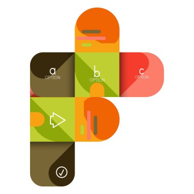 Infographics seçeneği ve adım adım içinde yuvarlak kareler, grafik, grafik, diyagram seçenekleri, parçalar, süreçleri ile unsuru