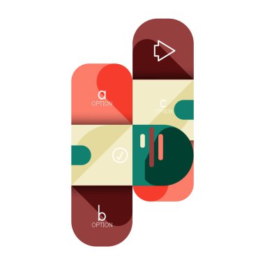 Infographics seçeneği ve adım adım içinde yuvarlak kareler, grafik, grafik, diyagram seçenekleri, parçalar, süreçleri ile unsuru