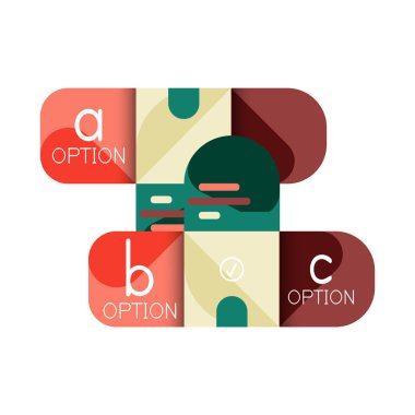 Infographics seçeneği ve adım adım içinde yuvarlak kareler, grafik, grafik, diyagram seçenekleri, parçalar, süreçleri ile unsuru