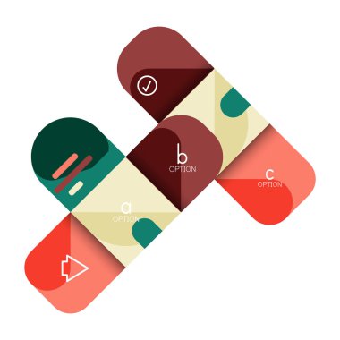 Infographics seçeneği ve adım adım içinde yuvarlak kareler, grafik, grafik, diyagram seçenekleri, parçalar, süreçleri ile unsuru