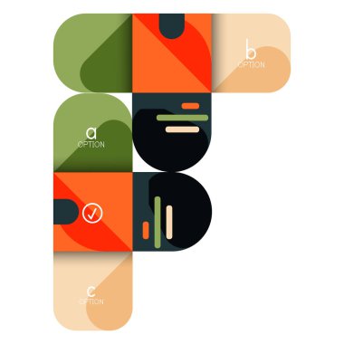 Infographics seçeneği ve adım adım içinde yuvarlak kareler, grafik, grafik, diyagram seçenekleri, parçalar, süreçleri ile unsuru